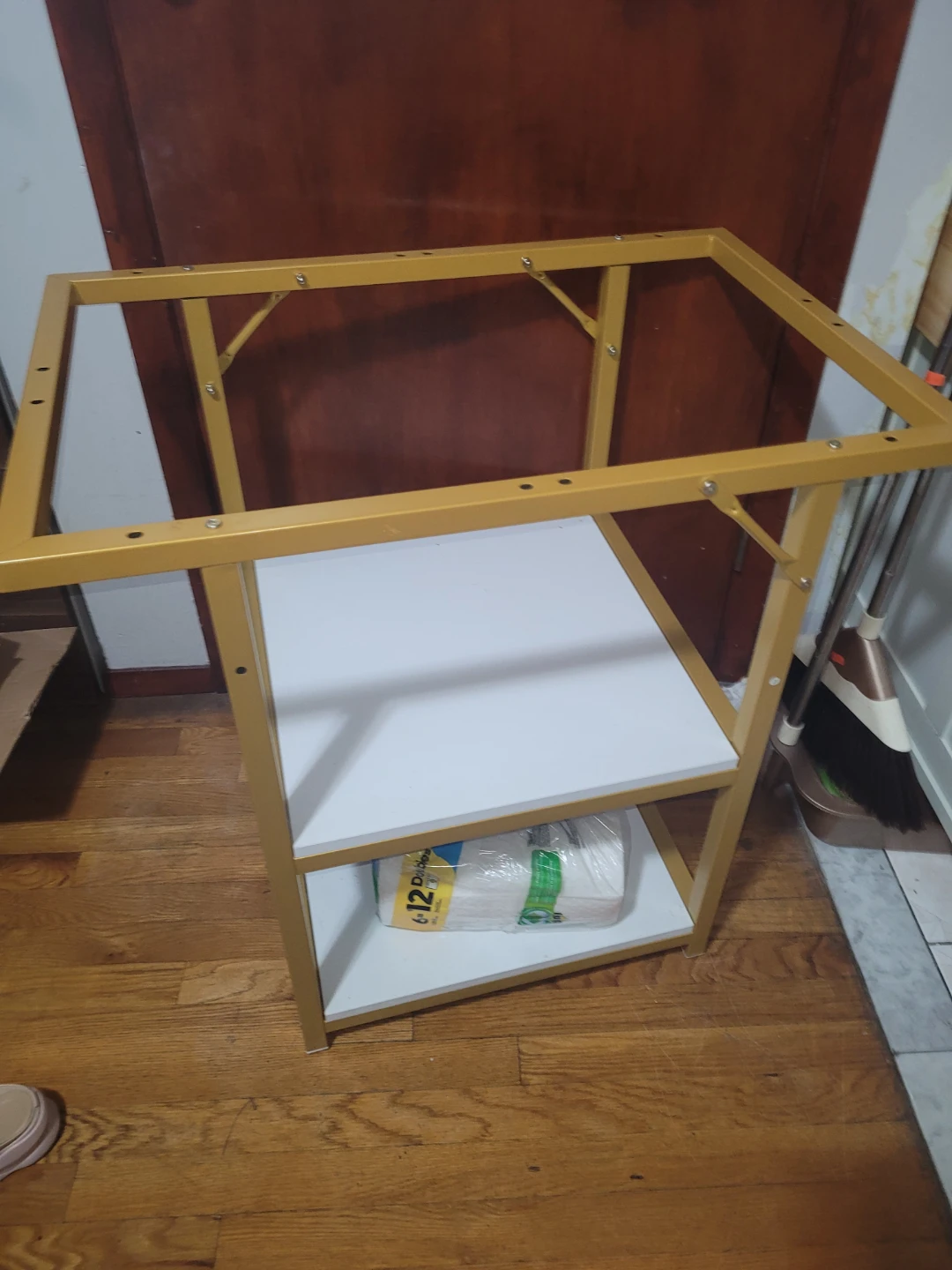 Round White Table with 2-Tier Storage Shelf - photo 2