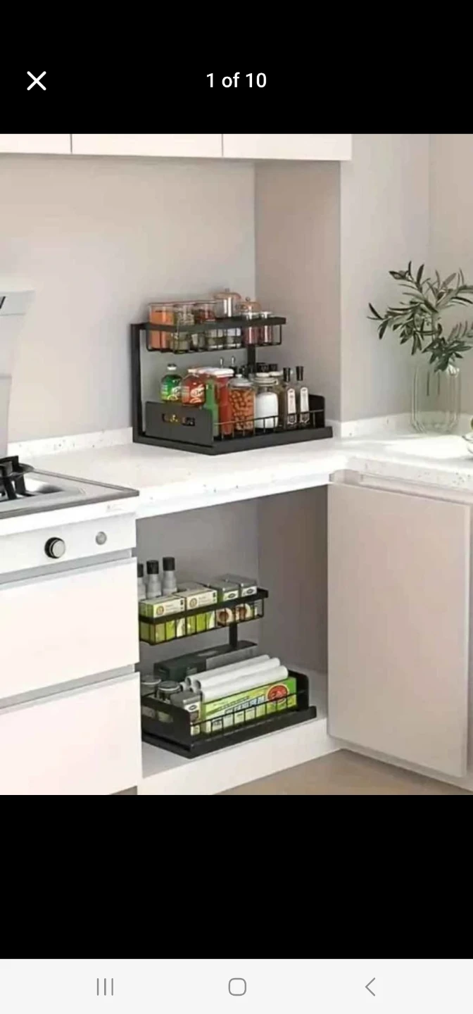 1-Pack Heavy-Duty Metal Under Sink Organizer with 2-Tier Pu... - photo 2