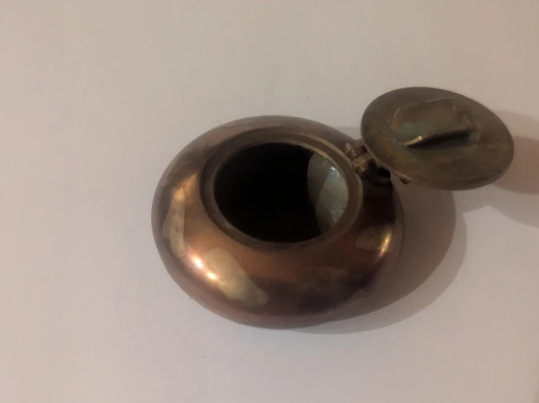 Vintage Brass Ashtray with Hinged Lid