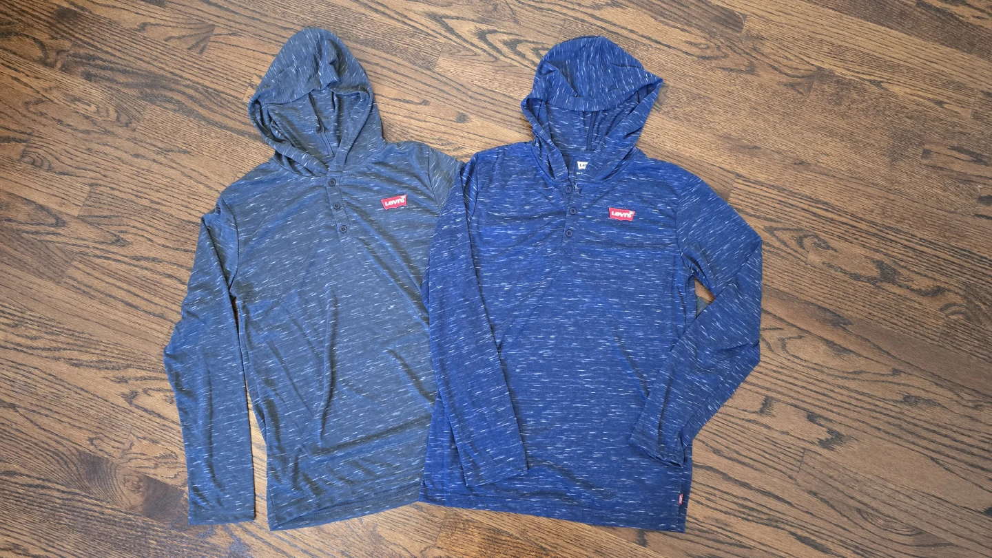 2 NEW Levi's Boys Hooded Henley Shirt XL/TG 14/16Y