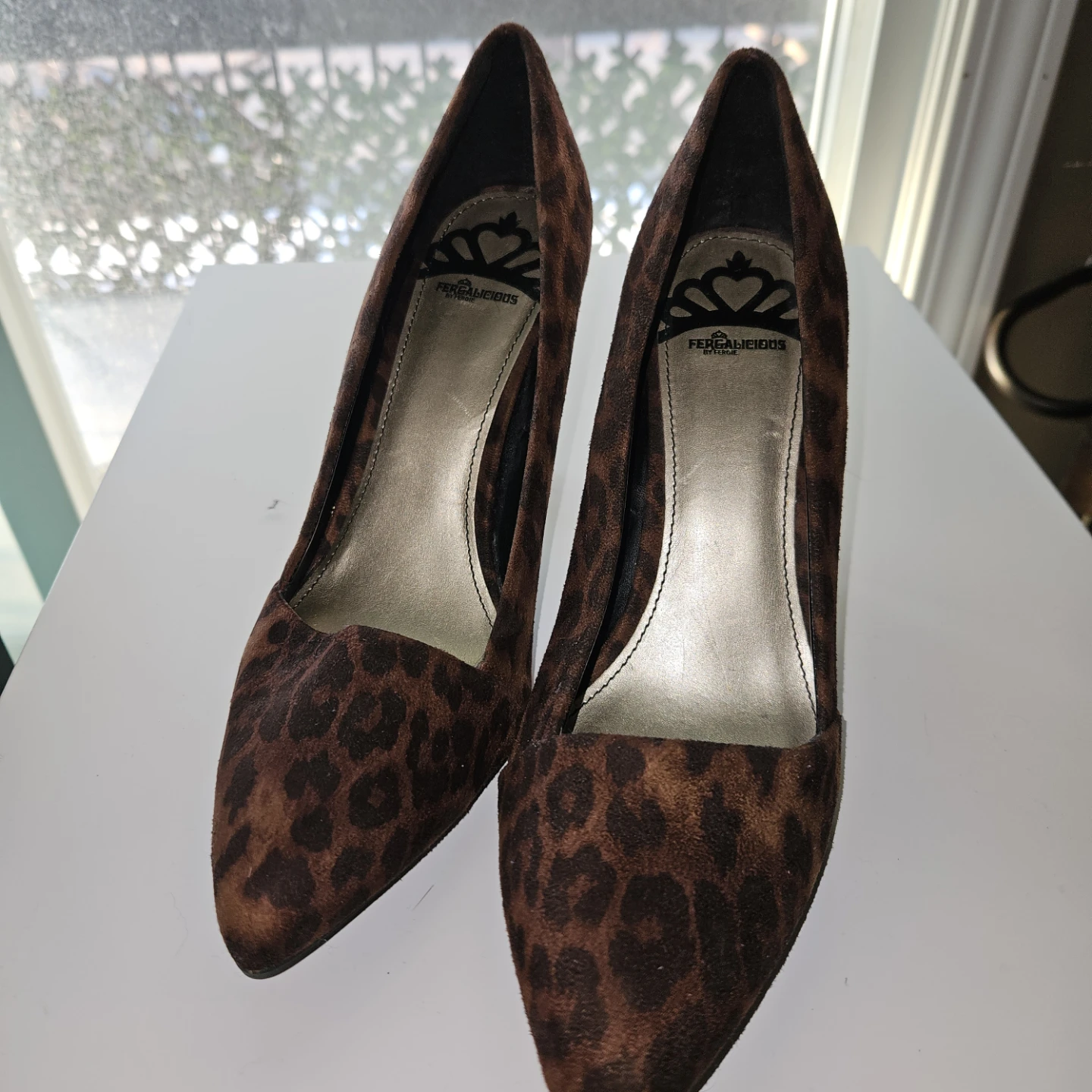 Fergalicious Leopard Print Suede Heels - photo 2