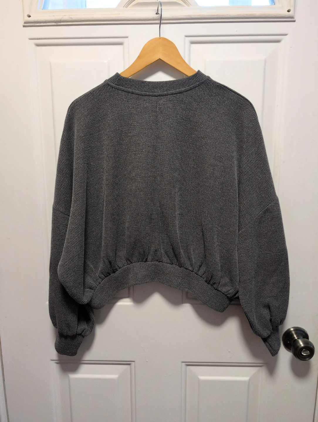 Pull & Bear Grey Ribbed Balloon Sleeve Sweater - photo 3