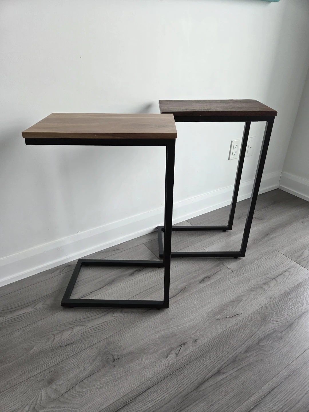 Set of 2 Side Tables with Wood Tops