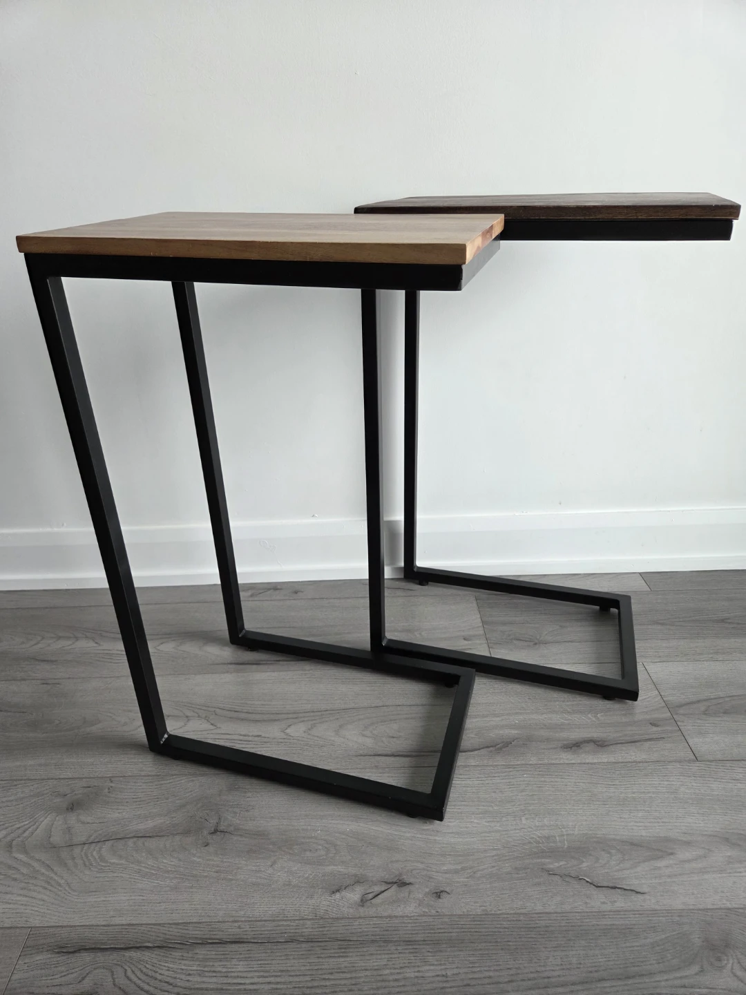 Set of 2 Side Tables with Wood Tops - photo 3