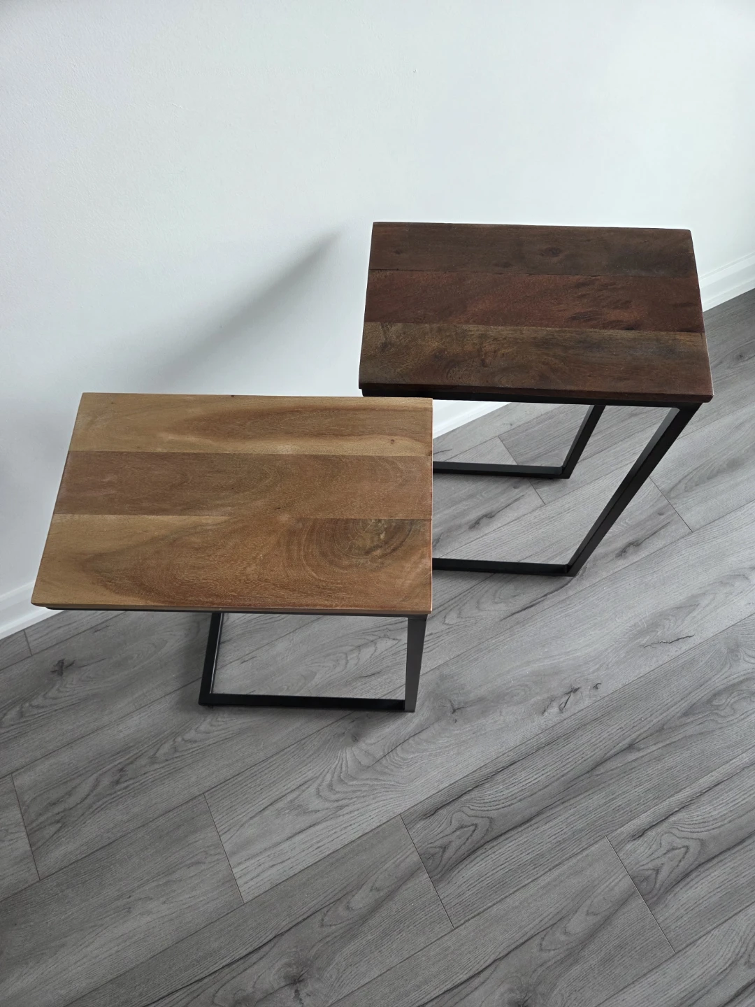 Set of 2 Side Tables with Wood Tops - photo 2