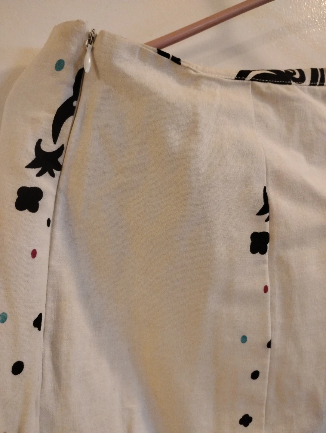 White Cotton Super flare Maxi Skirt with Prints - photo 3