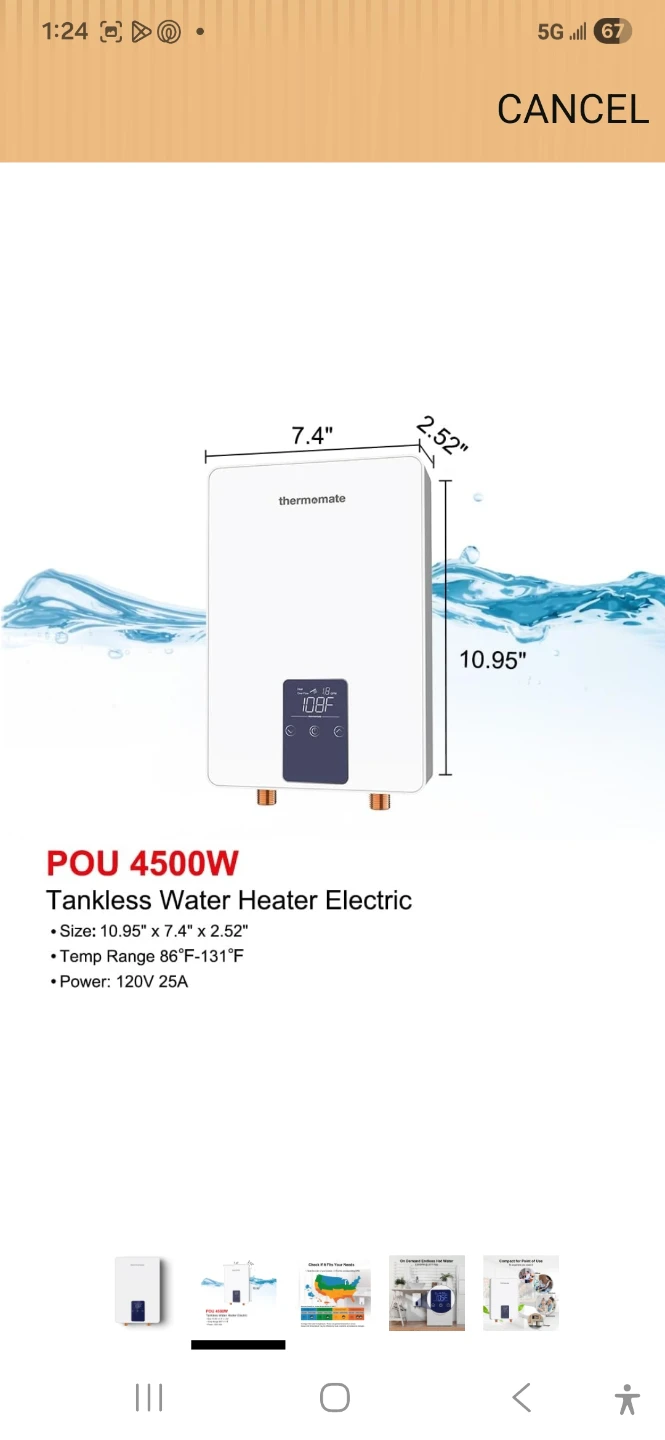 Thermomate POU 4500W Tankless Electric Water Heater - photo 2