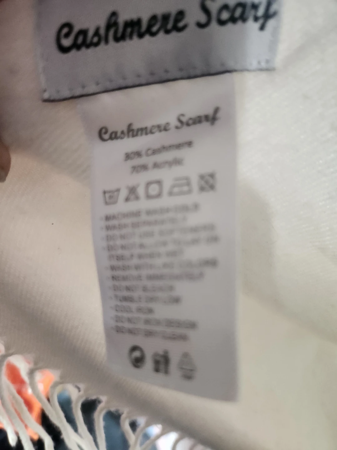 Cream Cashmere Blend Scarf