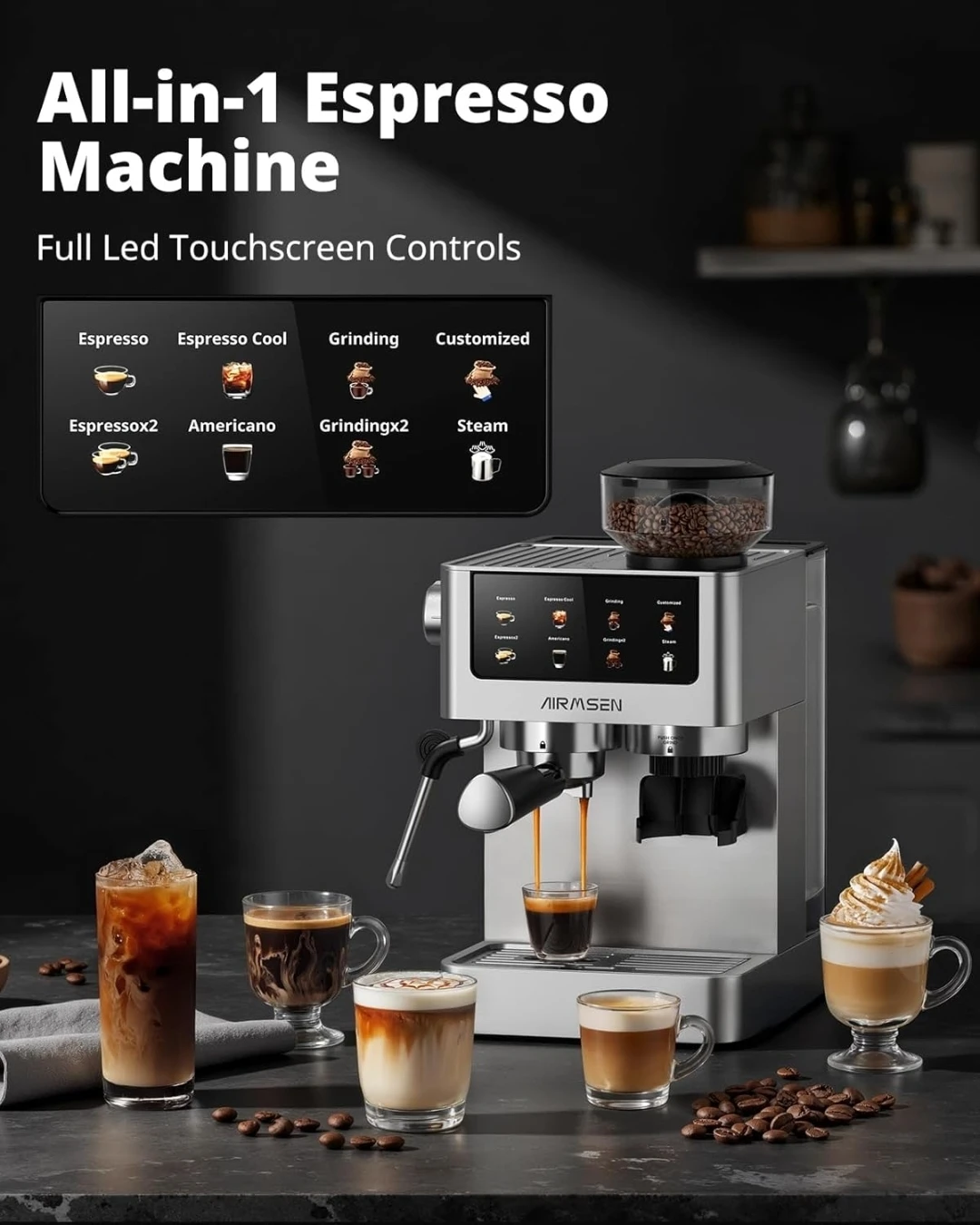 AIRMSEN Barista Plus Espresso Machine with Grinder - photo 5