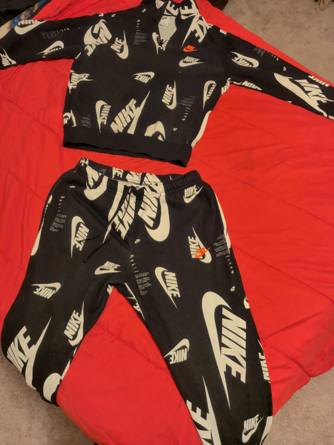 Nike All Over Print Tracksuit Set - Black/White - Medium - photo 4