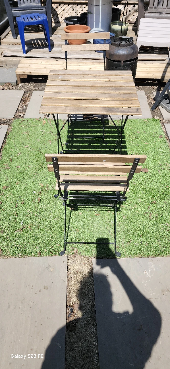 Wooden Folding Bistro Table and Chairs Set. Firm price