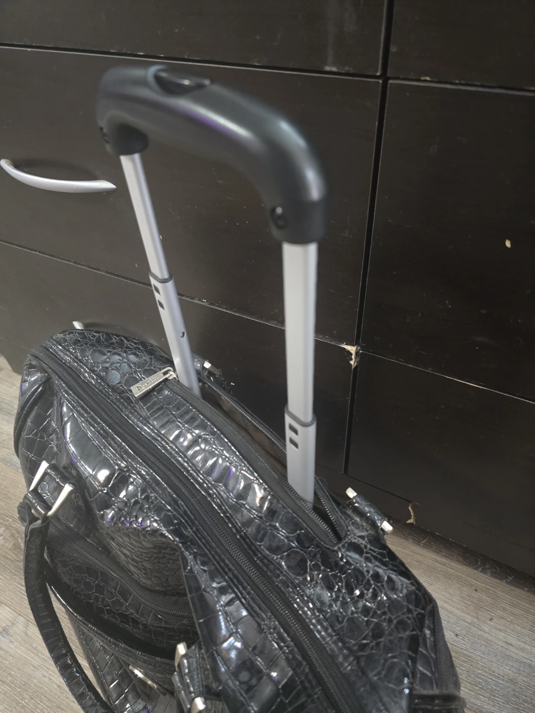 Rosetti Black Croc Embossed Rolling Carry-On Bag