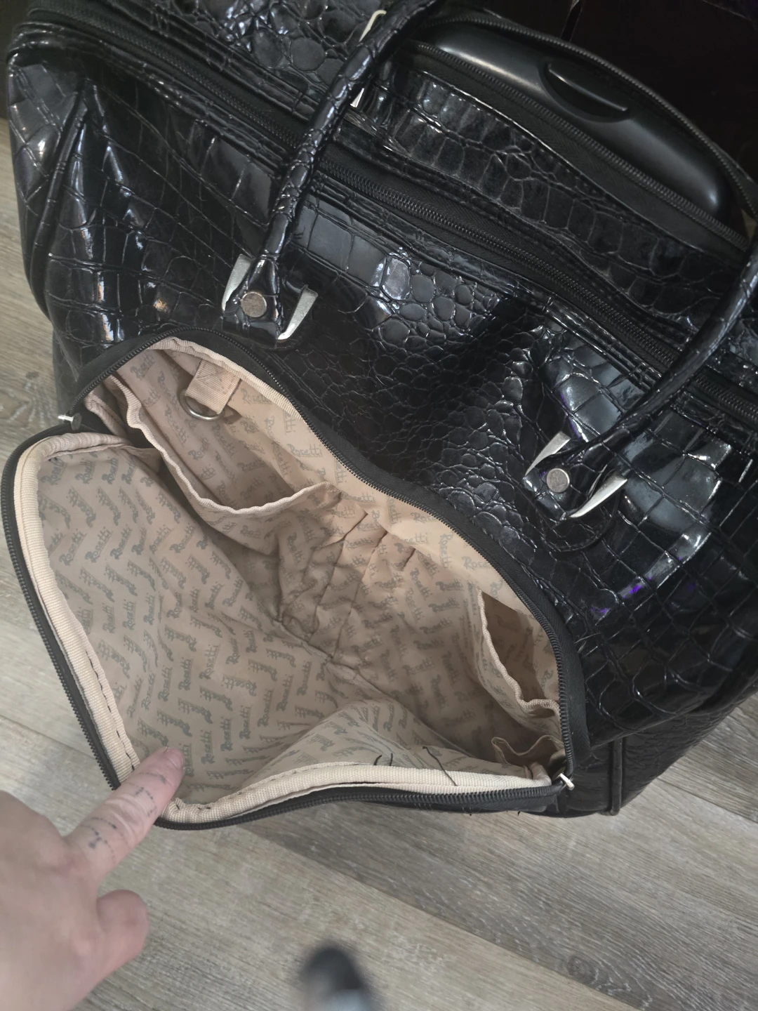 Rosetti Black Croc Embossed Rolling Carry-On Bag - photo 3