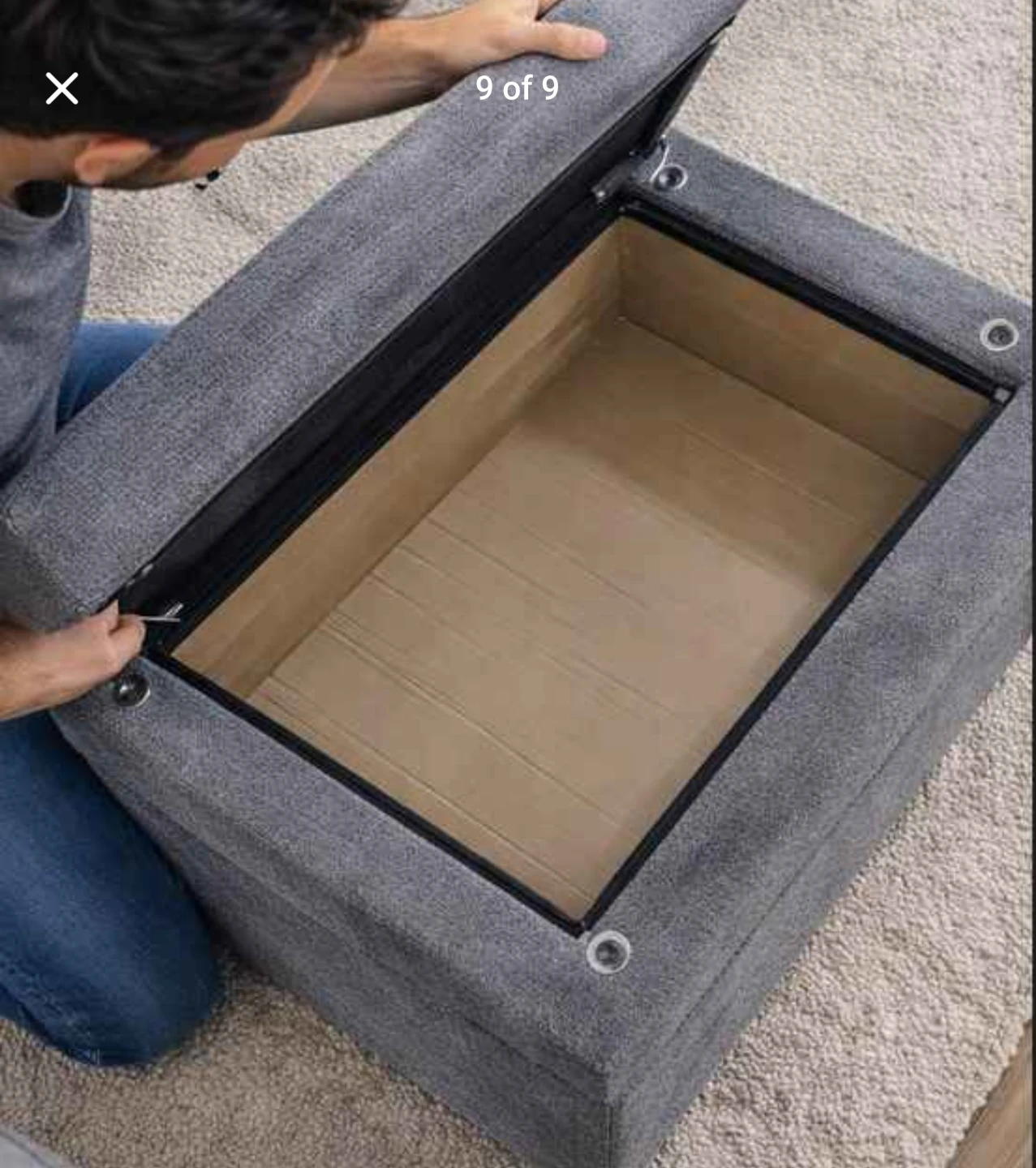 Grey Storage Ottoman Footrest