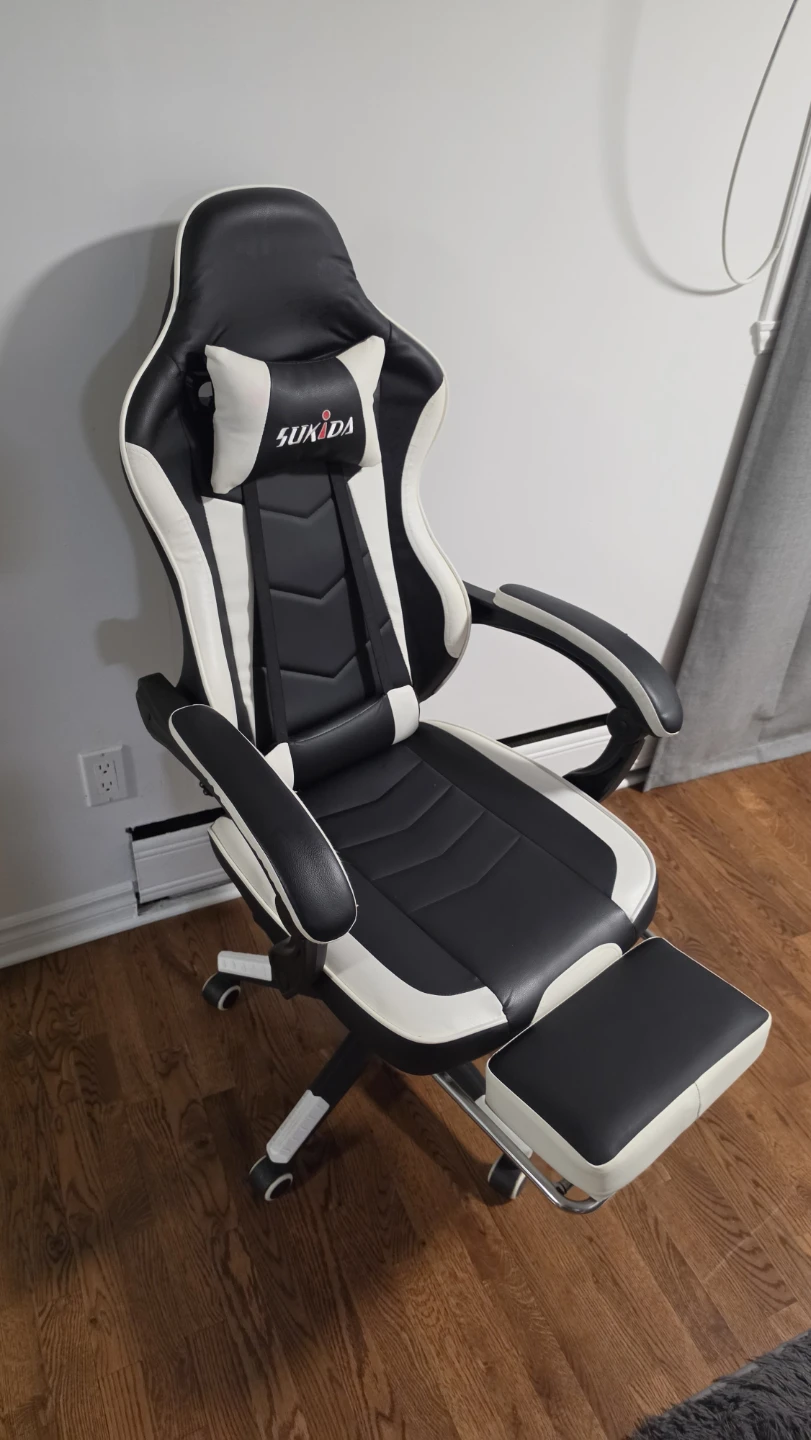 Chaise de bureau de jeu Sukada noir et blanc - photo 3