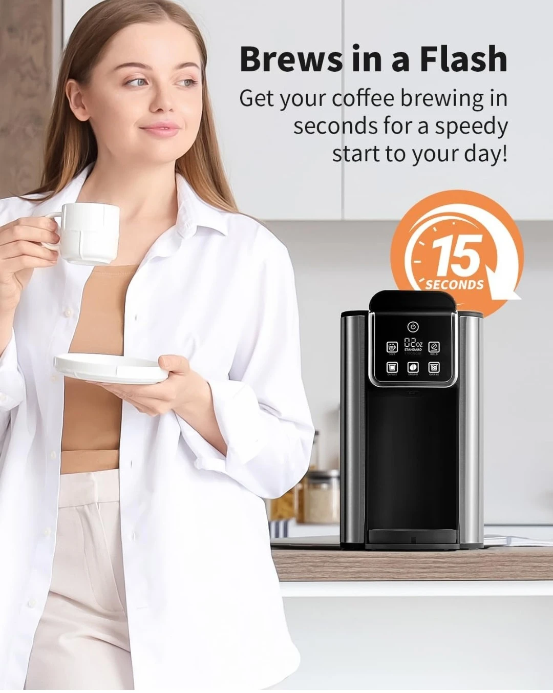 Coffee Maker - Pods & Grounds Compatible, Multiple Sizes - photo 5