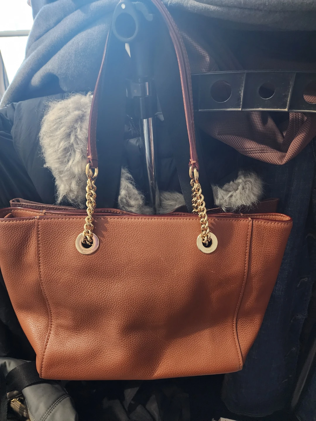 Coach Turnlock Gold Chain Saddle Brown Leather Shoulder Tote Bag - photo 2