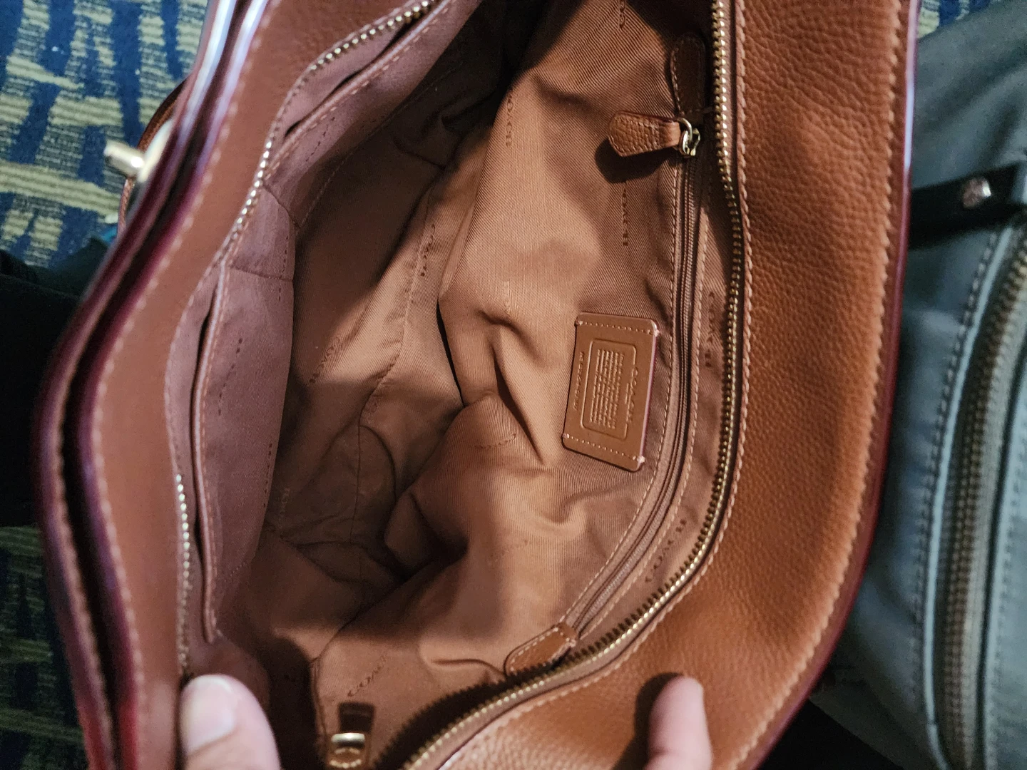 Coach Turnlock Gold Chain Saddle Brown Leather Shoulder Tote Bag - photo 3