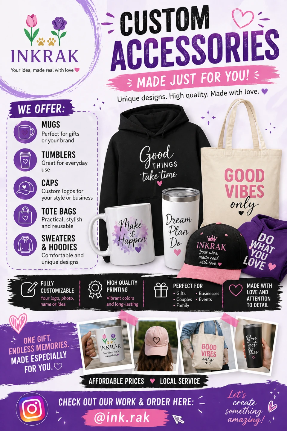 Custom Accessories - Perfect for Gifts by INKRAK