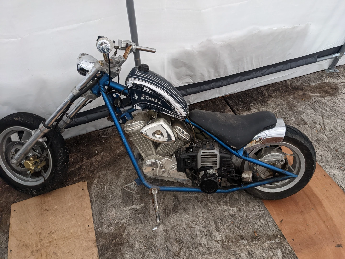 Blue Mini Chopper Motorcycle - photo 4