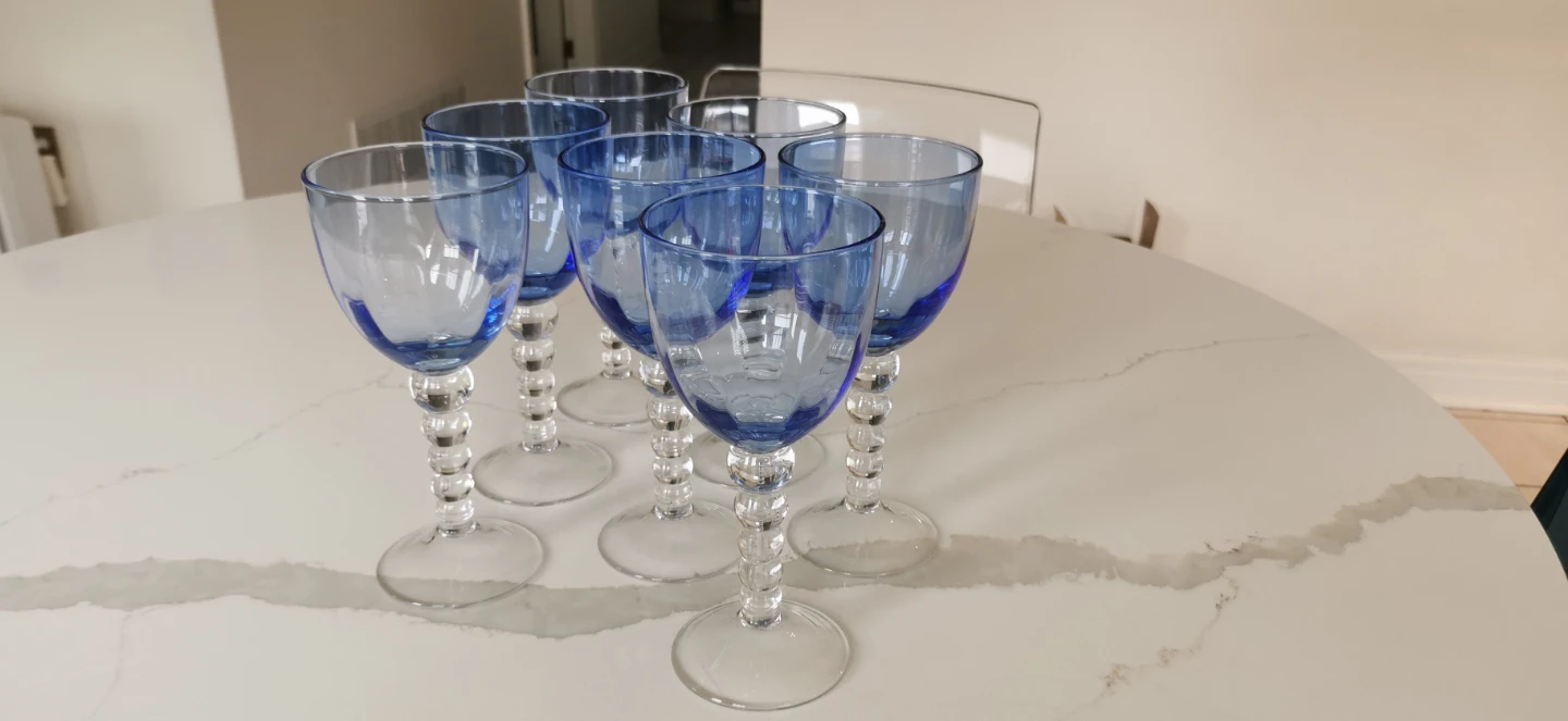 Set of 7 Blue Glass Goblets - photo 2
