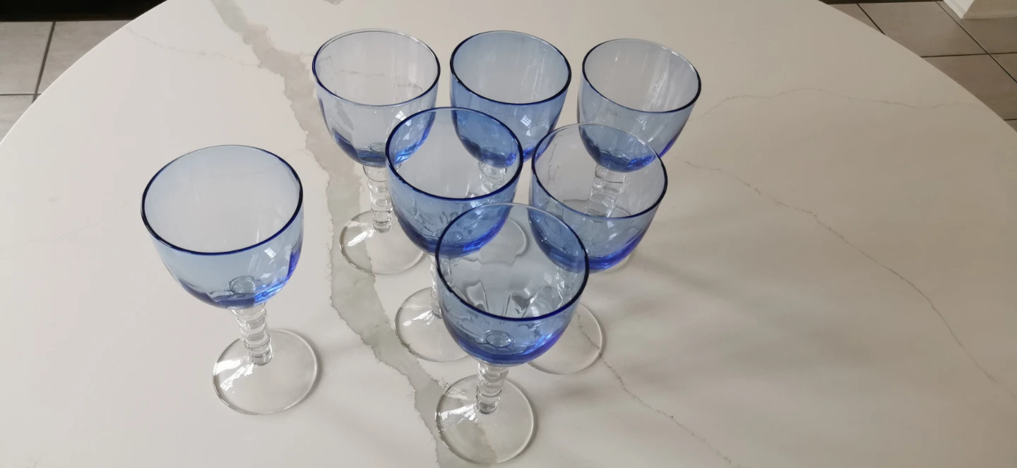 Set of 7 Blue Glass Goblets - photo 4