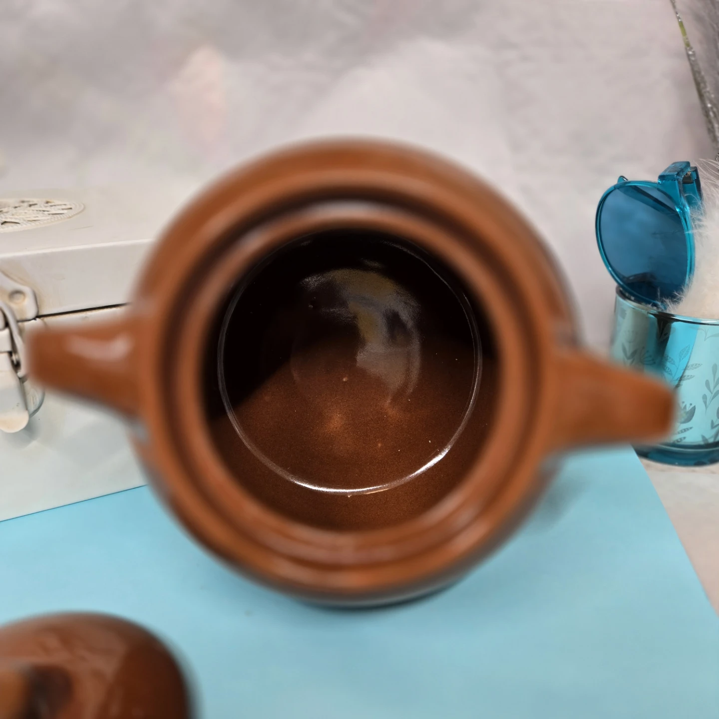 Brown Ceramic Bean Pot with Lid
