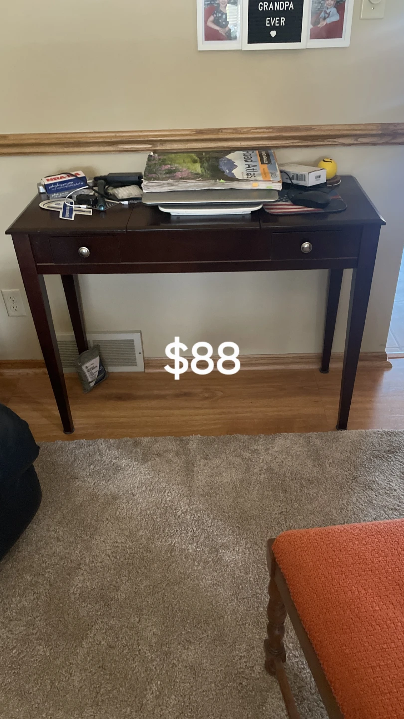 Wood Vanity with Hidden Mirror and Side Drawers