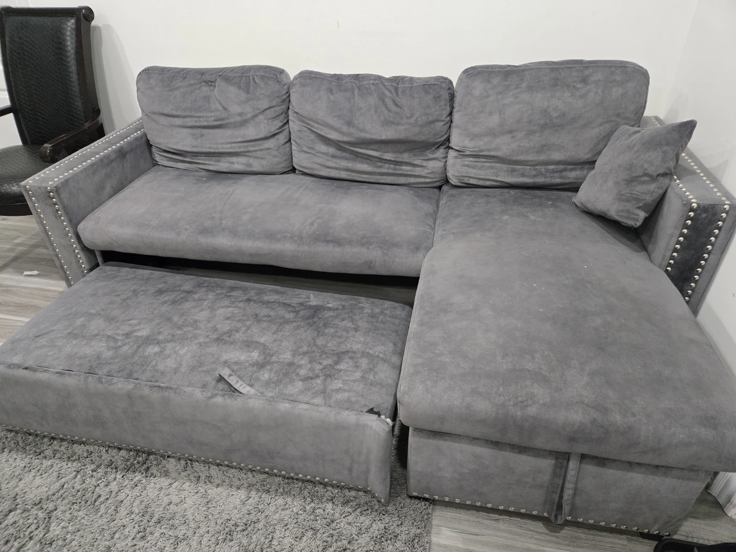 Grey Sectional Sofa cum Bed with Storage Chaise - photo 3