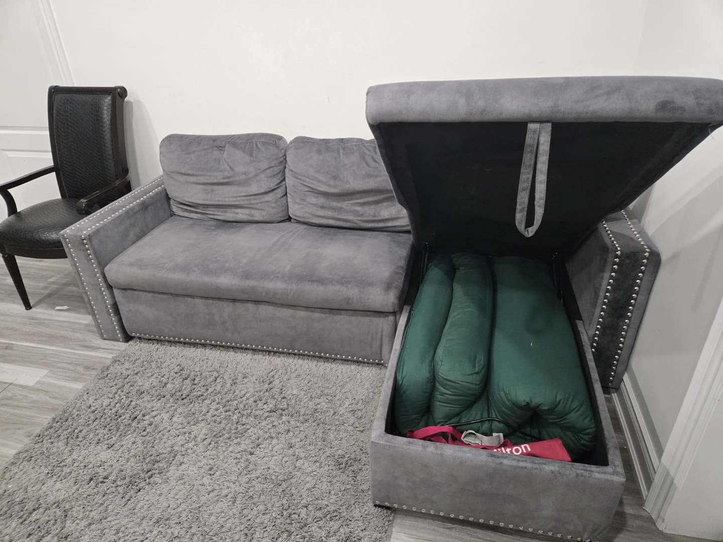 Grey Sectional Sofa cum Bed with Storage Chaise - photo 4