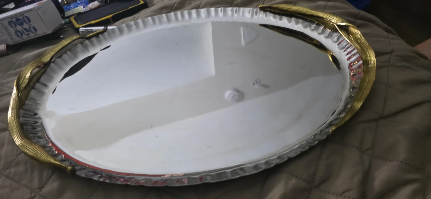 Oval Decorative Serving Tray with Gold Handles - photo 2