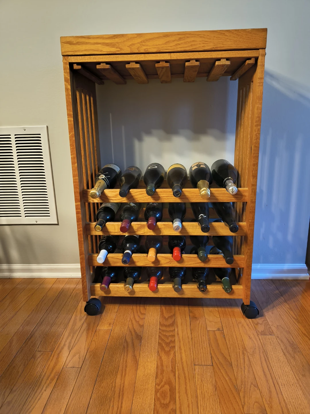 Wooden Crate & Barrel Wine Rack with Wheels