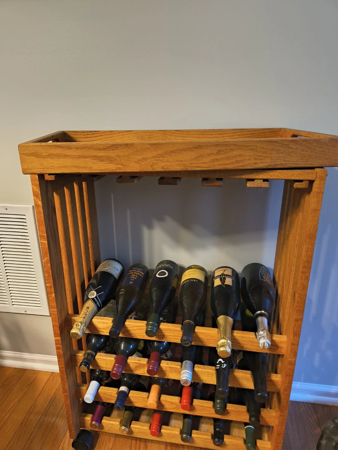 Wooden Crate & Barrel Wine Rack with Wheels - photo 2