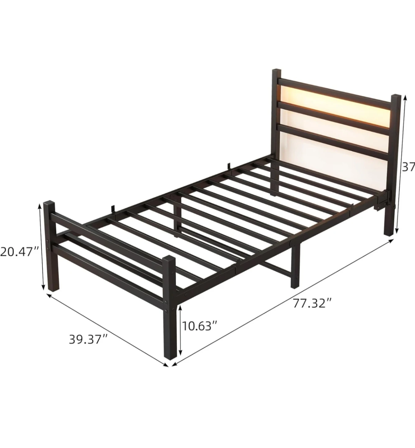 Twin Bed Frame with USB Ports and LED Lights