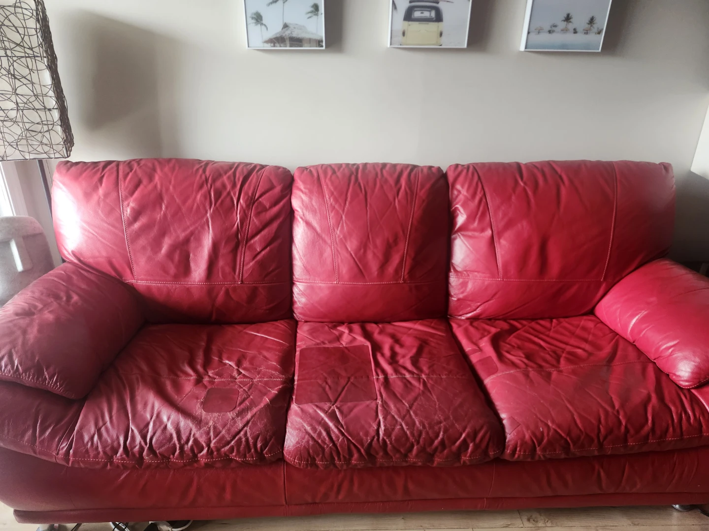 Red Leather Sofa - photo 3