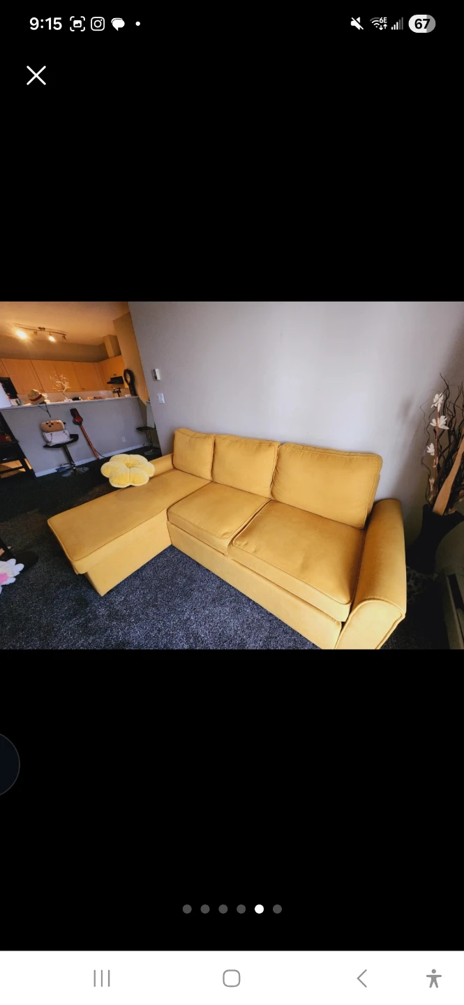 Yellow Sectional Sofa with Storage