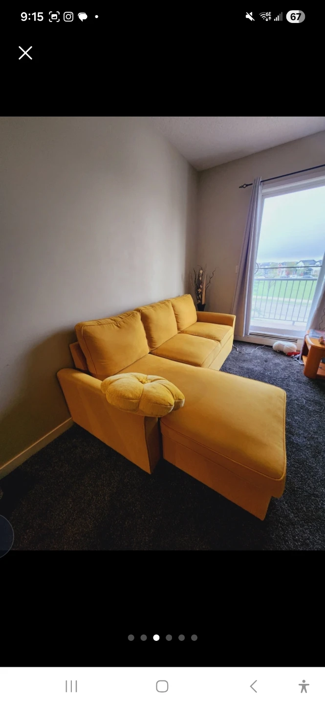 Yellow Sectional Sofa with Storage - photo 2