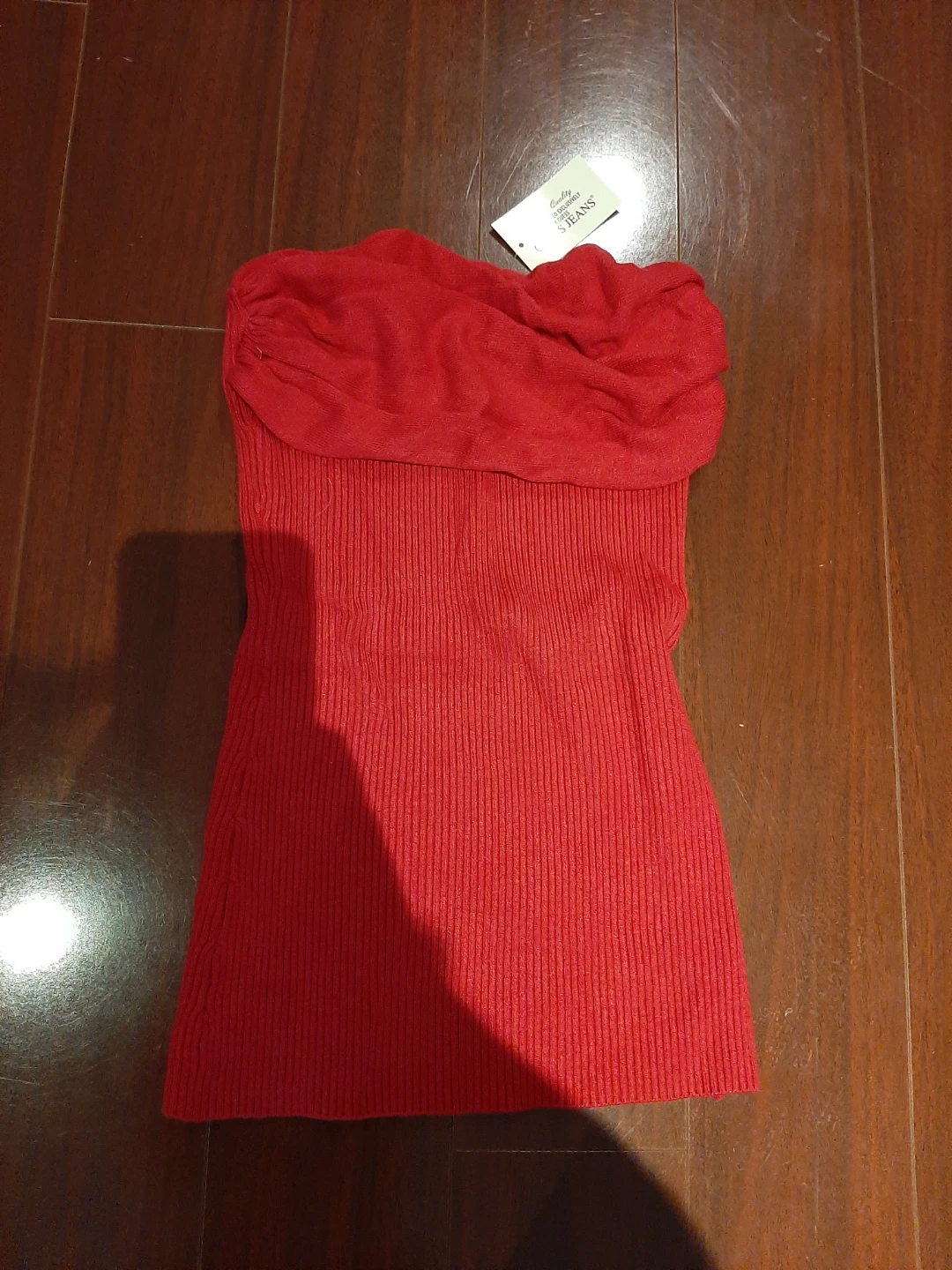 NEW Women's Guess Ribbed Knit Tube Top - Red & Black (Medium) - photo 2