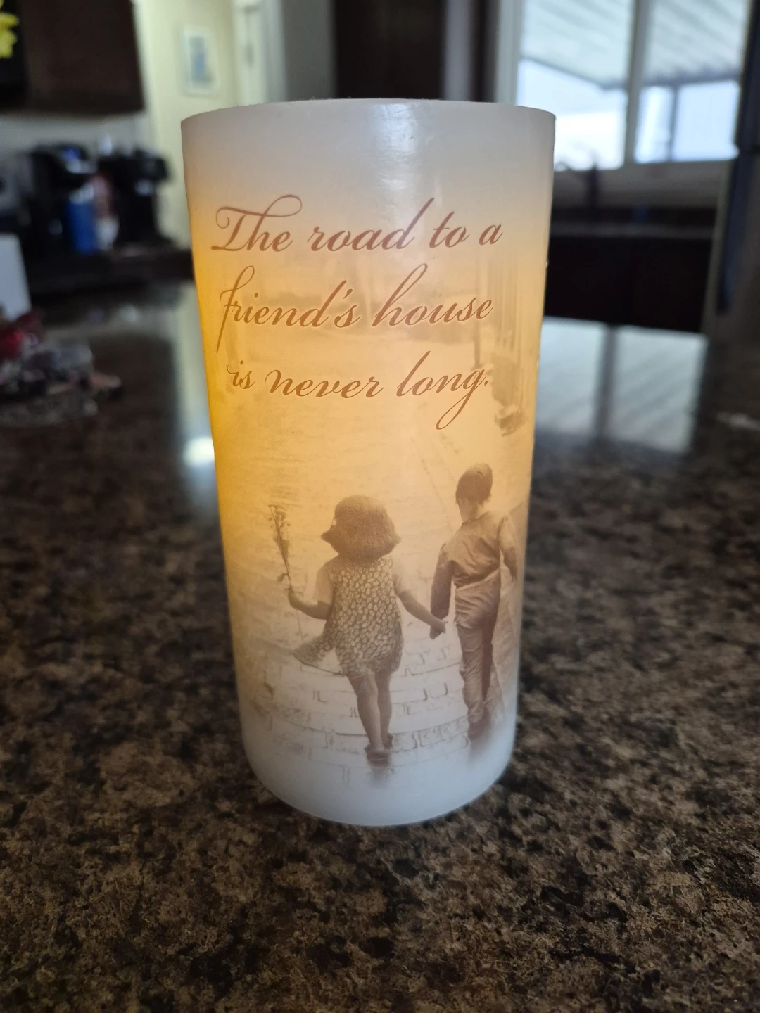 LED Candle with 'The road to a friend's house is never long' - photo 4