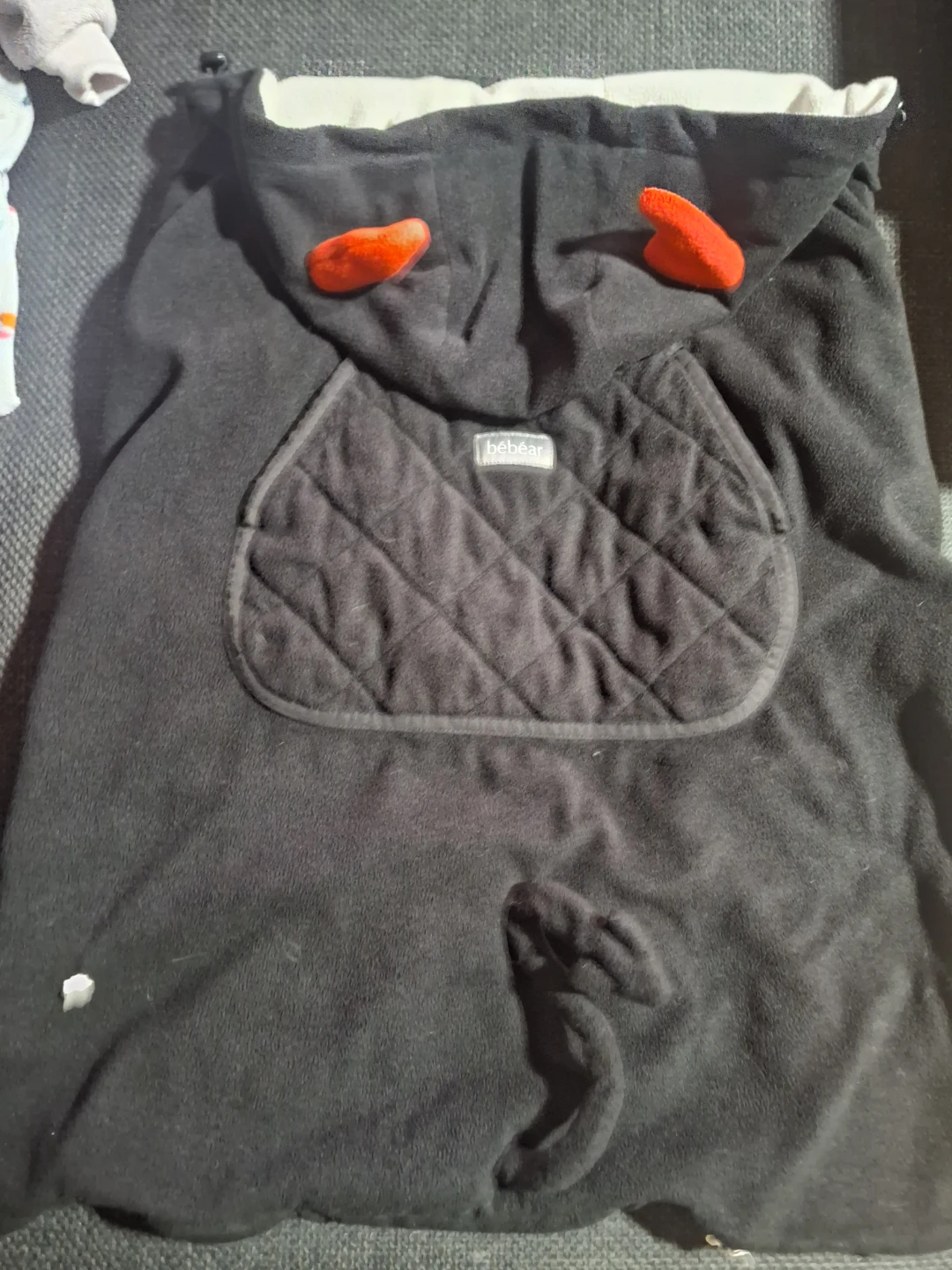 Bébécar black fleece stroller bunting