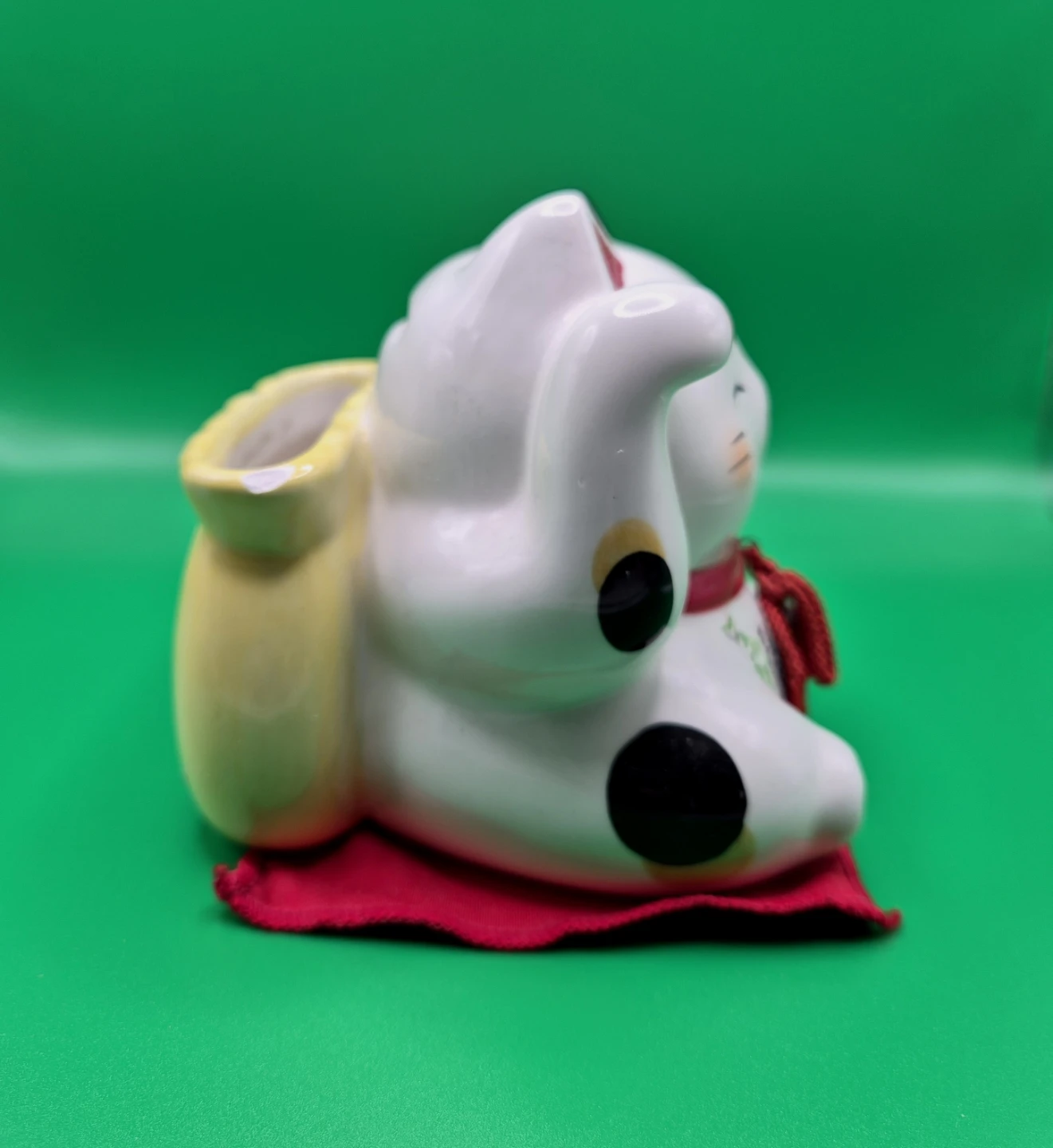 🍀 Ceramic Maneki Neko Cat Coin Bank with Bag - photo 3