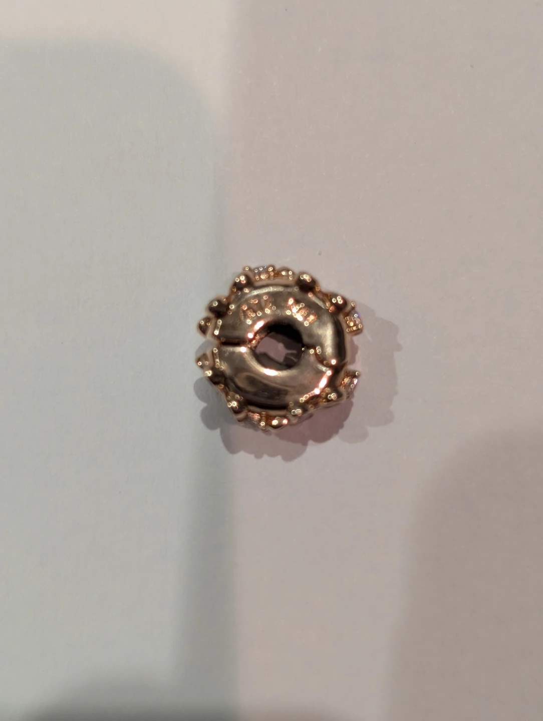 Pandora Pink Daisy Spacer Clip Charm with Clear Stones