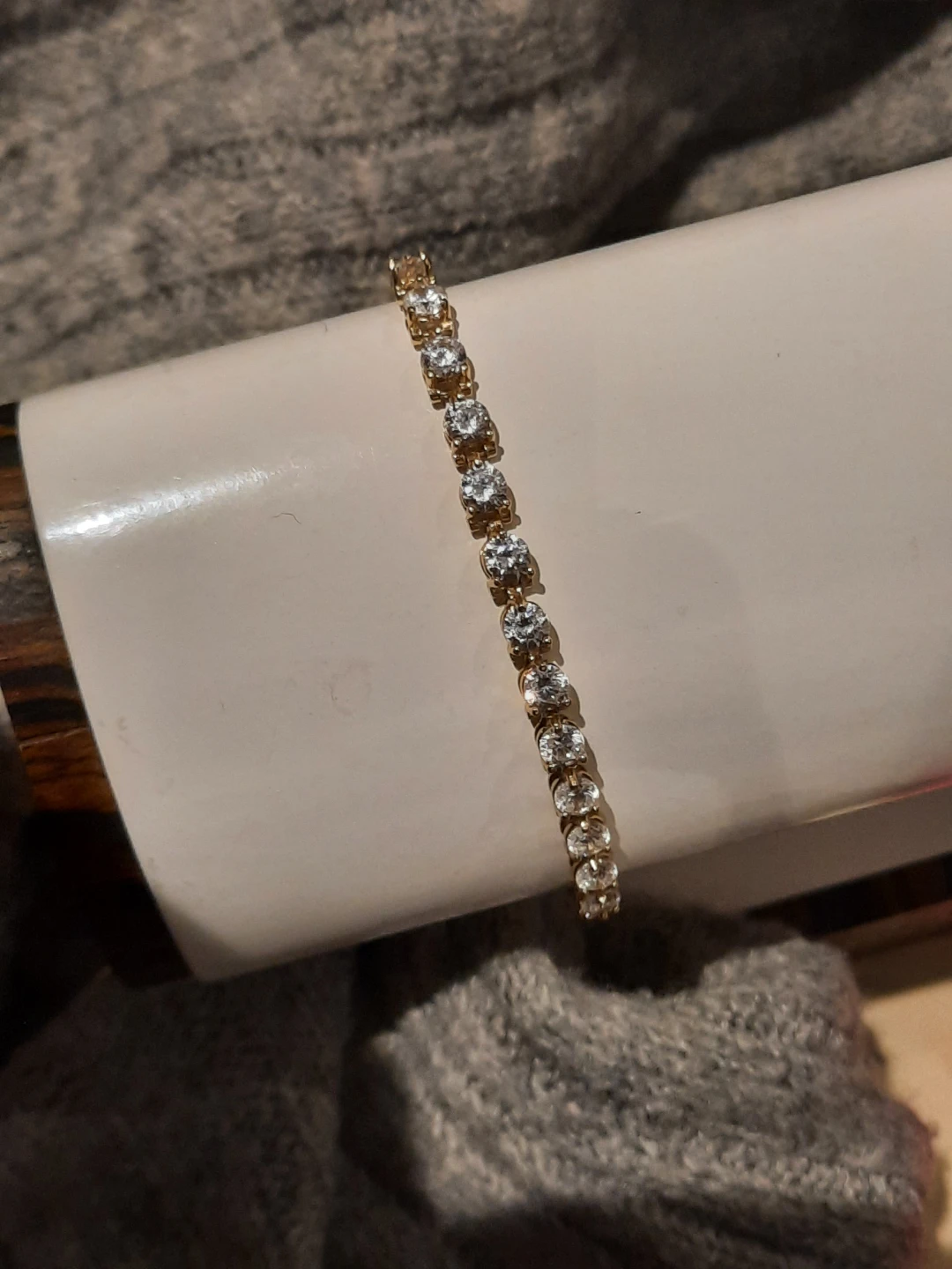 Solid 14k YELLOW GOLD CZ TENNIS BRACELET - photo 5