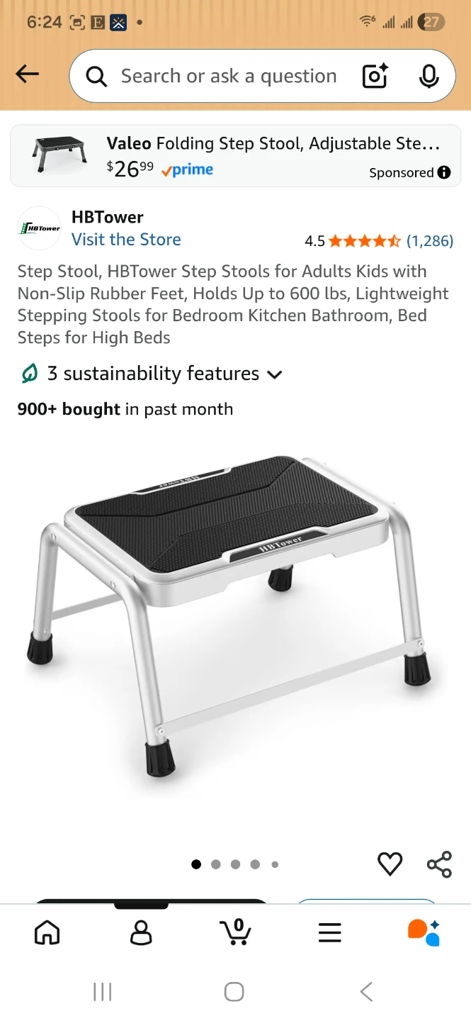 HB Tower Step Stool, Model ZL1001, Grey & Black - photo 4