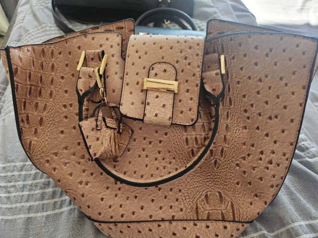 Ostrich & Crocodile Textured Tote Handbag