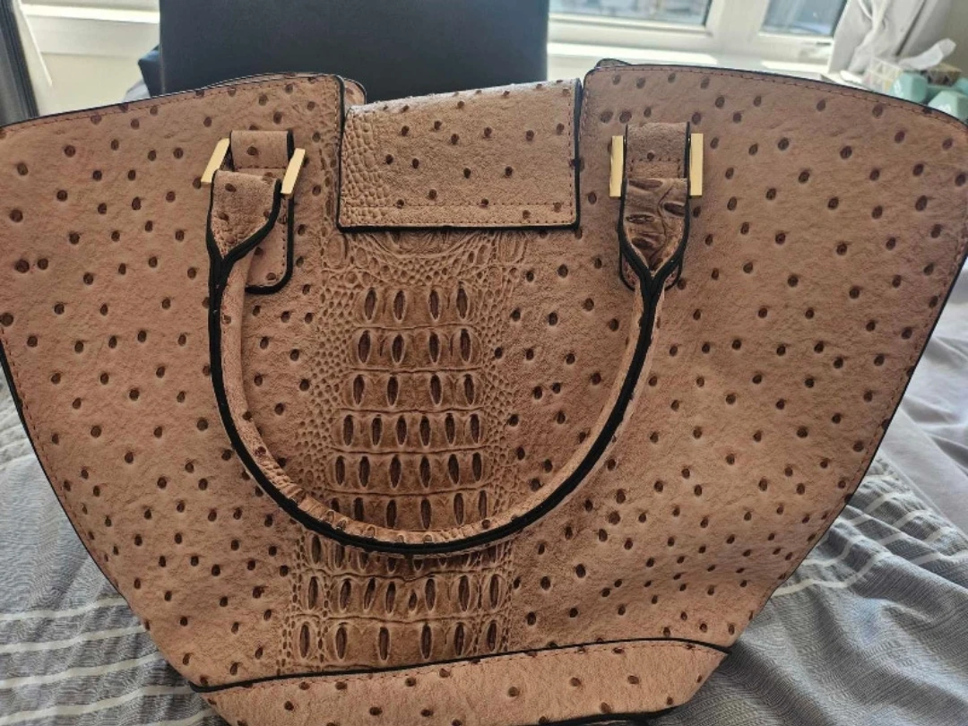 Ostrich & Crocodile Textured Tote Handbag - photo 2