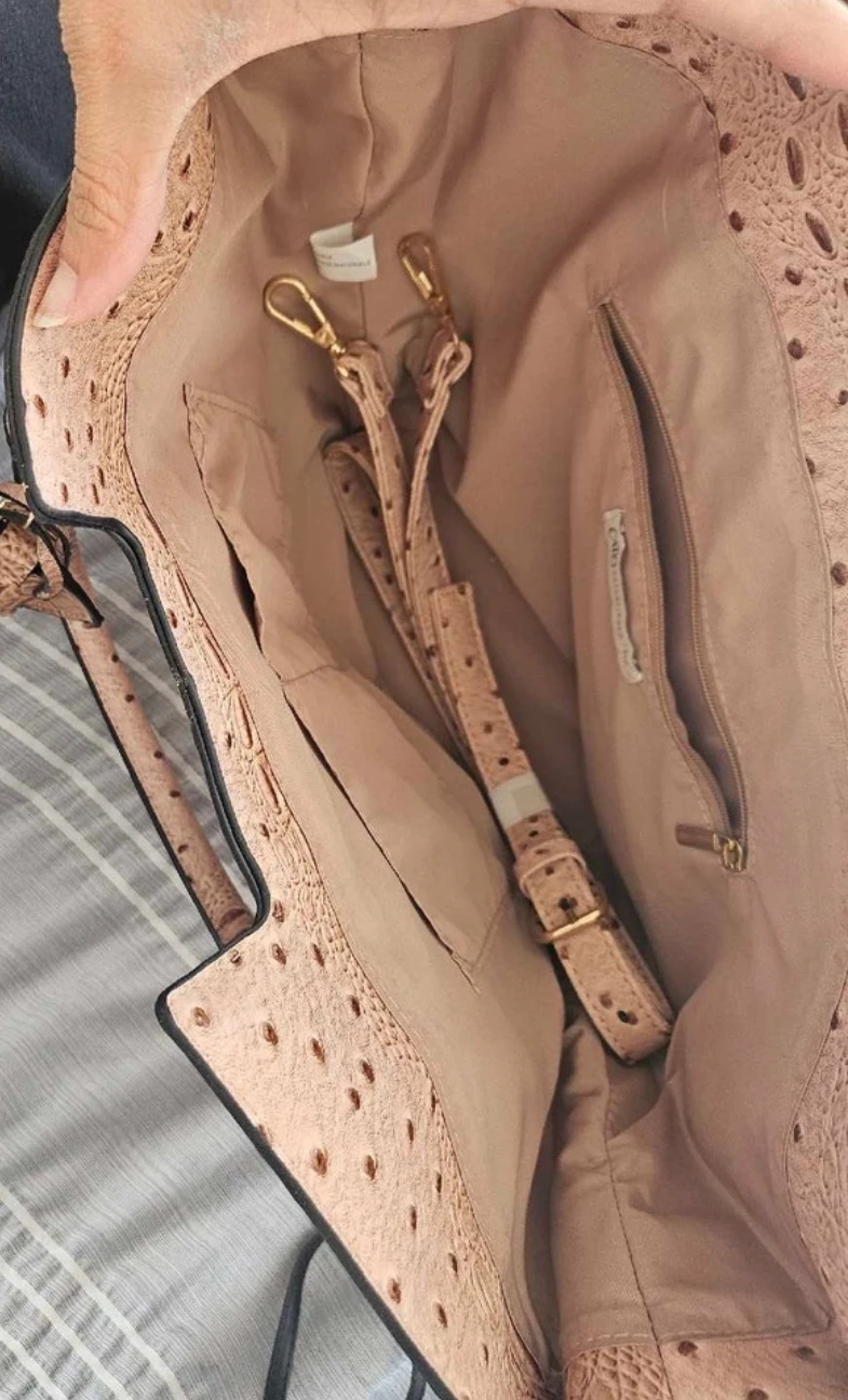 Ostrich & Crocodile Textured Tote Handbag - photo 3