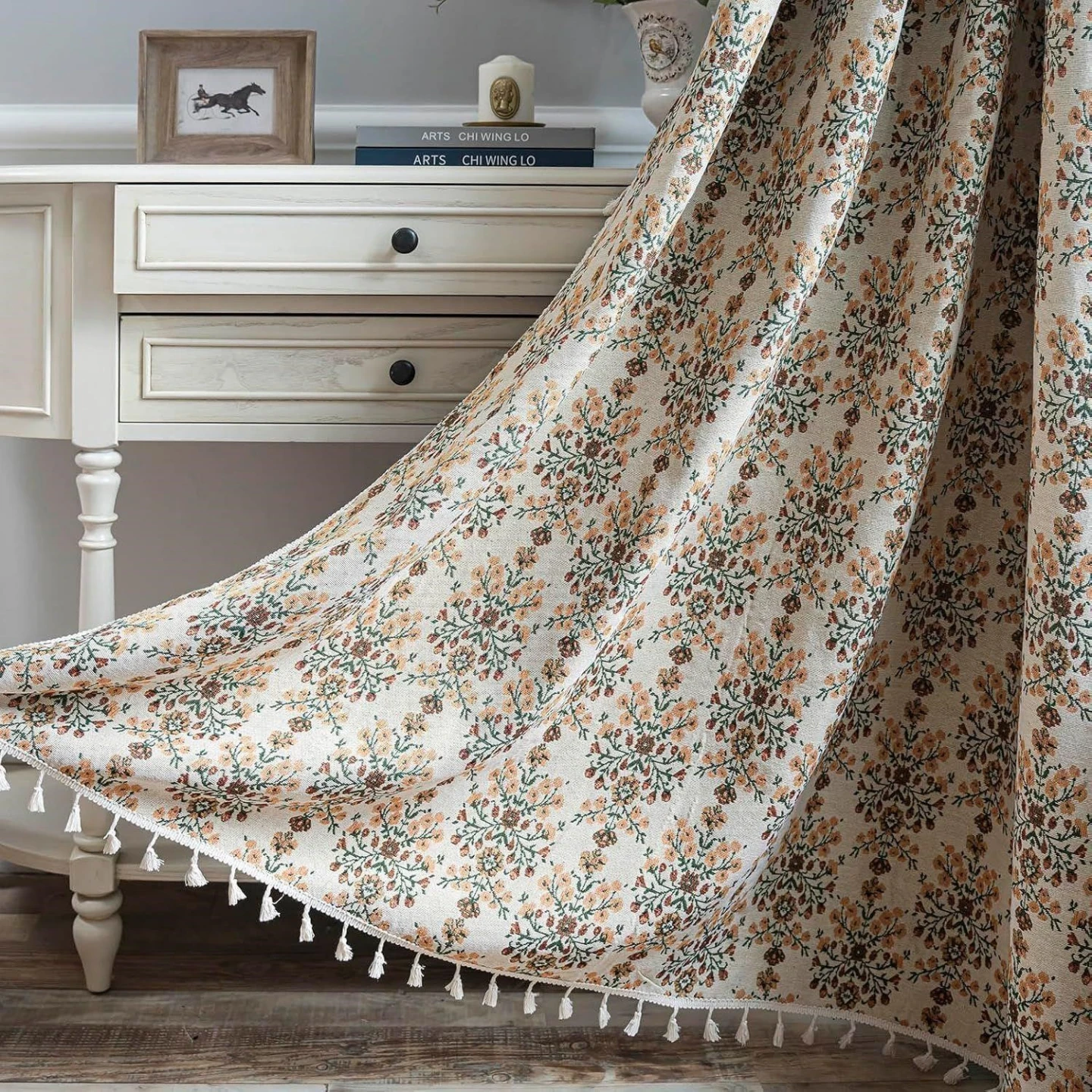 ENJOYBRIDAL Floral Curtains 96 Inch Length - 2 Panels