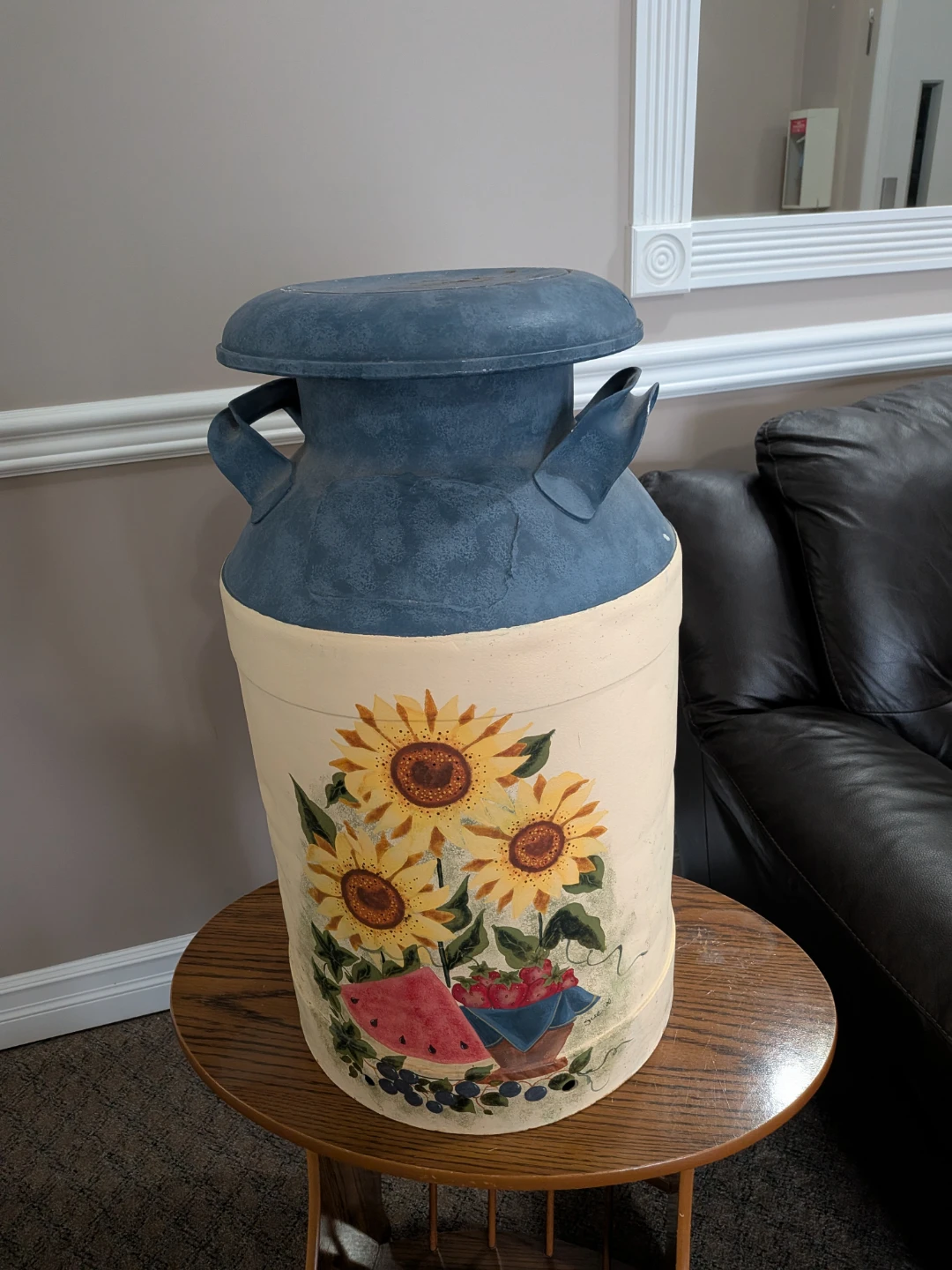 Decorative Milk Can with Sunflower and Fruit Design - photo 4