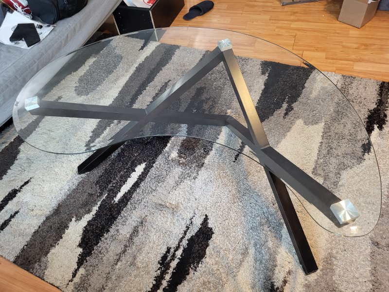 Glass Top Coffee Table with X-Leg Base - photo 3